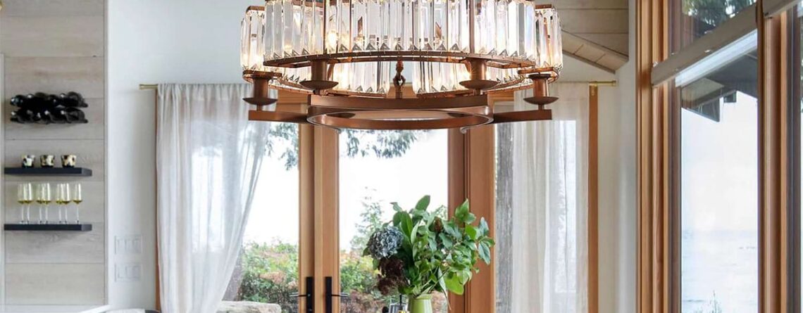 Round Modern Rustic Crystal Chandelier