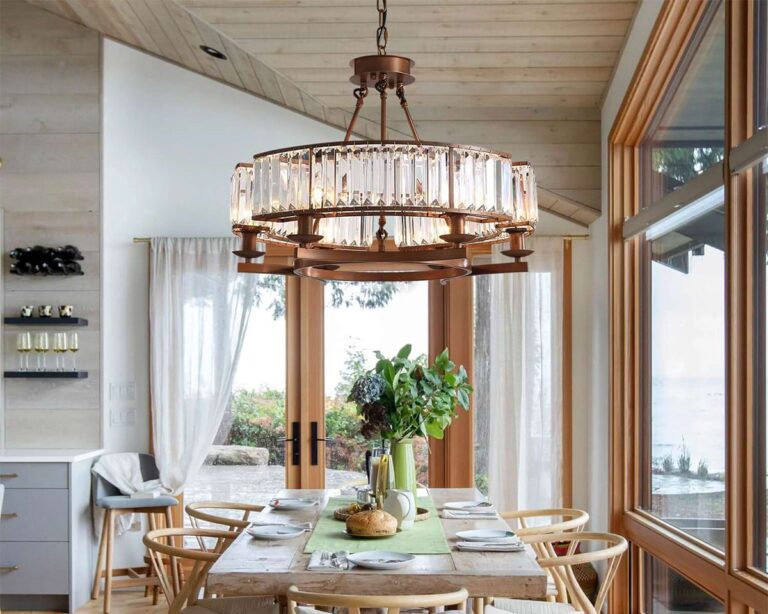 Round Modern Rustic Crystal Chandelier